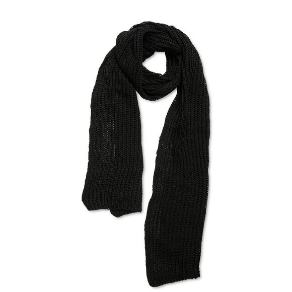 Style & Co Women's Black Solid Ribbed Muffler Scarf O/S (MSRP $30) - Picture 1 of 4